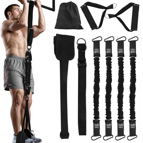Armhävningshjälpband, robusta pull-up-träningsband med justerbart motstånd och höjd med bekvämt fotstöd, 4 pull-up-band, hjälpband för pull-ups, multifunktionella dragövningar