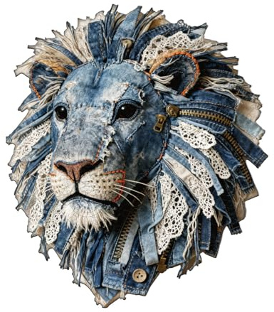 KaayeeWood Holzpuzzle Erwachsene,Löwe aus Denimstoff Holzpuzzle,Einzigartige Wooden Puzzle Mit Geschenkbox,Geschenke für Erwachsene 14+(155 Stück,29 * 25cm)