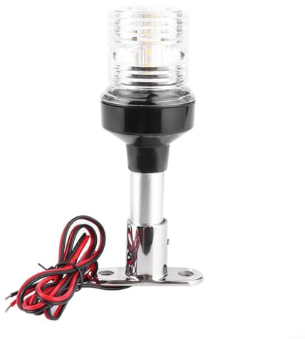 Helilyco Lampe d'ancrage LED pour bateau rond à 360°, étanche IP67 pour lampe de navigation marine avec base en acier inoxydable 316, DC 12-24 V (20,3 cm)