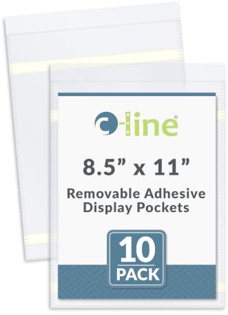 C-Line 36911 Sichttaschen zum Aufkleben, transparent, 21,6 x 27,9 cm, 10 Stück