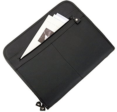 ALASSIO 30042 Reißverschlussmappe MILANO, Businessmappe mit Block und Einschubfach im DIN A4 Format, Tagungsmappe aus FINEtouch-Lederimitat, Mappe stilvoll und praktisch, ca. 36 x 29 x 5 cm, schwarz