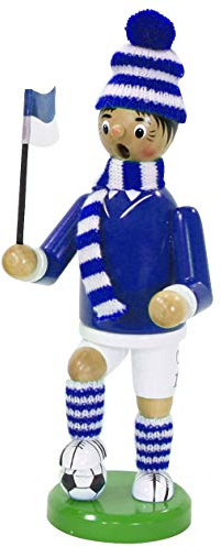 Dekohelden24 Räuchermann als Fussballer mit blau/weissem Outfit, ca. 20 cm