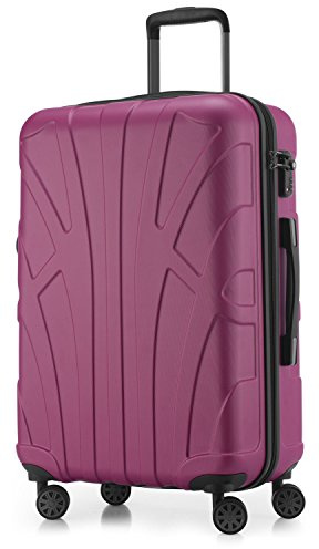 Suitline Mellanstor resväska 66 x 44 x 27 cm ABS hård skal expanderbar (58-68 L) med TSA lås 4 dubbla hjul teleskophandtag resväska, magenta