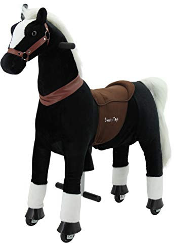 Sweety Toys 7325 Reittier gross Pferd BLACKY auf Rollen für 4 bis 9 Jahre - RIDING ANIMAL