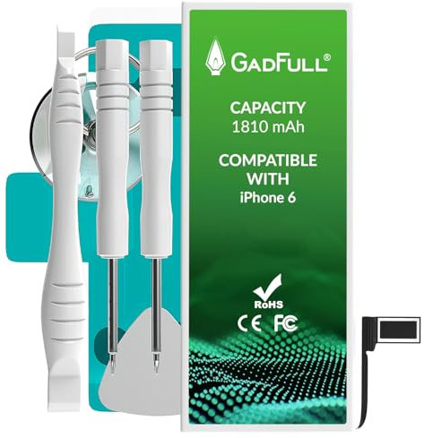 GadFull Batteria Compatibile con iPhone 6 | data di produzione 2023 | Manuale Profi Kit Set di Attrezzi | Batteria di ricambio senza cicli di ricarica | Funziona con tutti gli APN originali