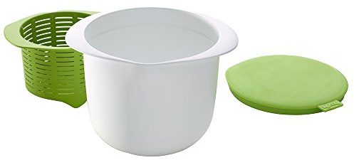 Lékué 0220100V06M803 Käsebereiter Set, Silikon, Weiß/Grün, 17.3 x 13 x 14.7 cm