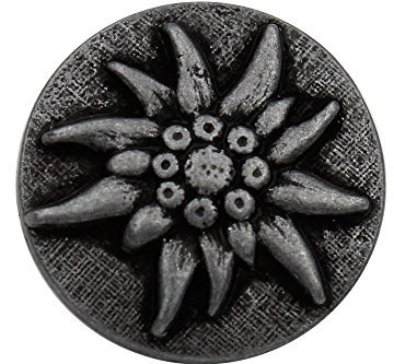 silber dunkel matt Metallknöpfe Knöpfe Metall Edelweiss Blume Blüte 22mm Trachten Trachtenjacke (6 Stück)