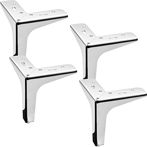 SOTECH 4er Set Möbelfüße Victor-NANNARP Höhe 130 mm Chrom poliert | Vitrinenfüße Winkelfüße Sockelfüße Sofafüße