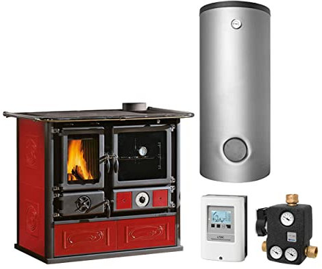 La Nordica KS1429 Termorosa DSA Bordeaux Wasserführender Küchenofen Komplett-Set Kombispeicher THKE 600 + 1 SWT