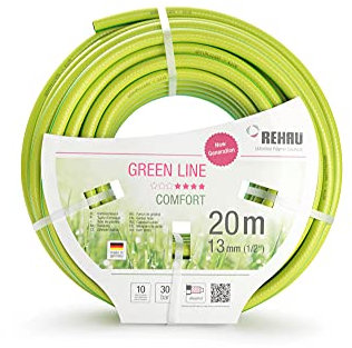 Rehau 20 m Gartenschlauch flexibel, Comfort Line, grün, Durchmesser: 13 mm (½ Zoll), Wasserschlauch druckfest, stabiler Schlauch für Garten, Bewässerungsschlauch 1/2 Zoll, grün-gelb, 18475 5