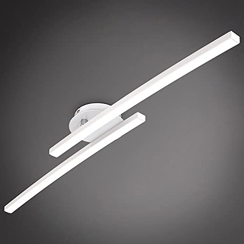 B.K.Licht Plafoniera LED soffitto moderna, L. 57.5cm, luce calda 3000K, 1100Lm, 12W, Lampadario, braccio ruotabile per Camera da letto soggiorno cucina, applique da parete interno