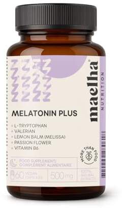 Mélatonine Complex| extra fort | 60 gélules | Tryptophane, Valériane, Mélisse, Passiflore | 100% Naturelle