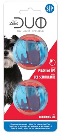Zeus Duo-Bälle mit LED, interaktives Hundespielzeug, klein