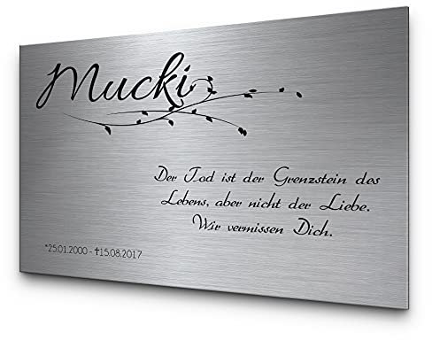 CHRISCK design Grabtafel für EIN Urnengrab von Tieren | ideal als Andenken für den Innen- & Außenbereich | Tiergrabstein mit Gravur für Tiere