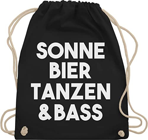 Turnbeutel Rucksack - Party Alkohol Herren - Sonne Bier Tanzen & Bass - Lettering - weiß - Unisize - Schwarz - festival festival-bag konzert tasche beutel für konzerte festivals sportbeutel
