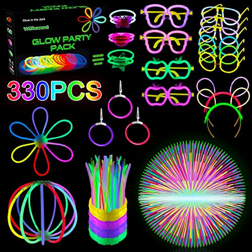 Withosent 330PCS Pulseras Luminosas Fluorescentes, Barras Luminosas Fluorescentes, Pulseras Neon Party Glow Stick Varitas Luminosas para Niños Adultos, Decoracion Fiestas Bodas Halloween Navidad