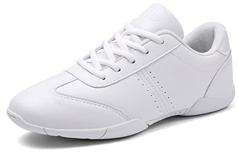 Zapatos de animadora para mujeres, jóvenes y niñas, zapatillas de animación, zapatos de acrobacia, ligeros, de malla, de cuero, para yoga, gimnasia, danza, blanco 1, 38 EU