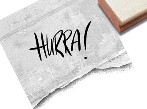 Stempel Hurra! in Handschrift - Textstempel Karten Geschenkanhänger Basteln Freude Jubel Geburt Hochzeit Einschulung Scrapbook Deko - zAcheR-fineT