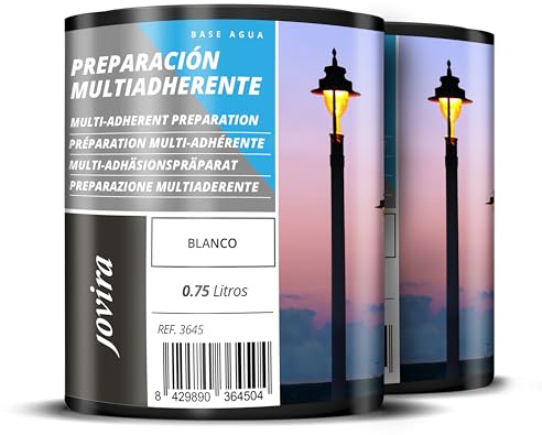 JOVIRA PINTURAS Preparación Multiadherente |1,5 L| Mate al Agua. Imprimación para superficies difíciles (galvanizado, acero, aluminio, PVC rígido, madera, etc). (2x750 Mililitros, Blanco) C-3
