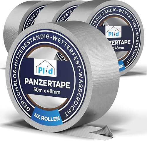 Plid® Panzertape silber á 50m x 48mm [wasserfest] - Extra Starkes Gewebeband Gaffa Tape - Wasserfestes Klebeband - Innen & Außen - Panzerband - Duct Tape - Abdichten, Fixieren, Befestigen (4)