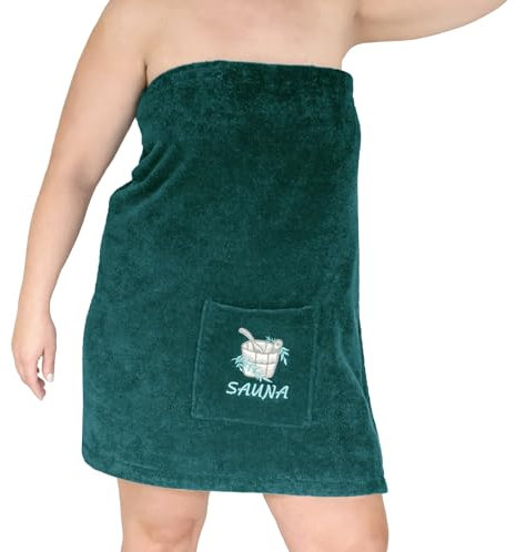 Lashuma Saunahandtuch Damen Opal - Grün, Premium Saunakilt mit Klettverschluss, Größe L - XXL