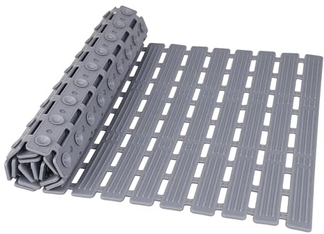 Shower Mat Non Slip Anti Mould, 90 x 40 cm Extra Long Bathtub Mats for Elderly, Shower Mats for Inside Shower, Washable Bath Tub Mats with Suction Cups & Drainage for Bathroom, Cut to Size, Dark Grey