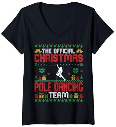Damen Funny Christmas Pole Dancing Team - Pole Dancer Dance Xmas T-Shirt mit V-Ausschnitt