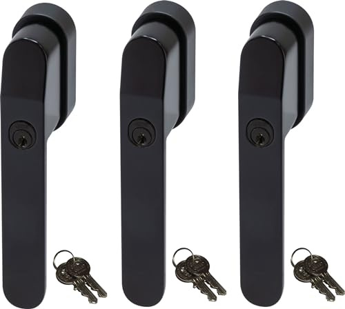 ABUS FG400BK, abschließbarer Fenstergriff in schwarz im Set 3 Stück, alle gleichschließend AL0125 mit sechs Schlüsseln
