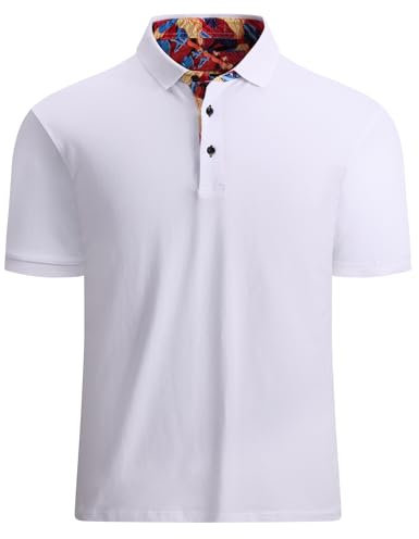 JLNYKADA Poloshirt Herren Sommer Golf Sport Polo Shirt Kurzarm Freizeit T-Shirt(Weiß,XXL)