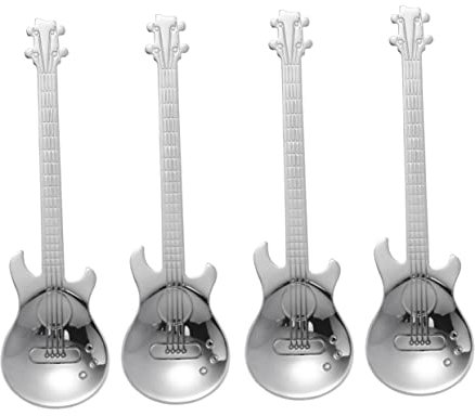 GRIRIW 4stücke Gitarren Kaffeelöffel Küchenzubehör Kaffeerührlöffel Rührlöffel Löffel Für Tee Kaffee Cappuccino Espresso Dessert Milch Sahne Spülmaschinenfest