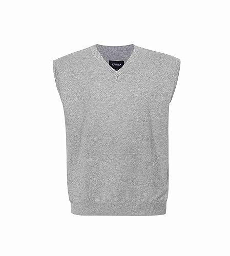 Hombres Suéter Chaleco para Extra Talla: Grande Alto V Cuello Sin Mangas Tejer Algodón Pullover Gris 2XL