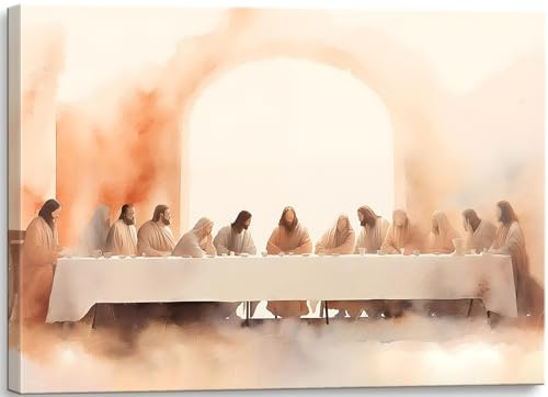 Jesus letztes Abendmahl Wandkunst, christliche Leinwand, Wanddekoration, Gott, religiöse, katholische Bilder, Drucke, Poster, Bibelversen, Gemälde, Kunstwerk für Wohnzimmer, Esszimmer, Heimdekoration,