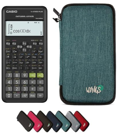 Casio fx-570ES Plus 2nd Edition inkl. WYNGS Schutztasche Türkis - Wissenschaftlicher Taschenrechner - Basic Set