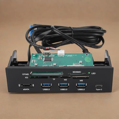 5.25inches Internal Card Reader, Sunshine Tipway STW Media Multi Function Dashboard PC Front Panel, Type C USB 3.1 Support CF MD XD MMC TF M2 MS Internal Memory Card Readers