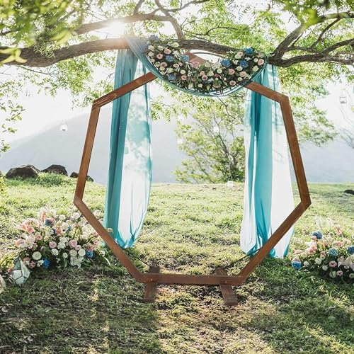 HGOuhK Arche de Mariage extérieure, Robuste et Durable, Arche de Jardin en Bois, Arche heptagonale en Bois for cérémonie de Mariage Arches de Mariage