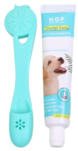 Cepillo de dientes y pasta de dientes para perros, pasta de dientes con extracto de carne natural eficaz para perros, kit de cepillo de dientes de silicona para perros en diseño de manga de dedo