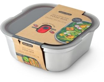 BLACK + BLUM Große Edelstahl Lunchbox, Mikrowellengeeignet, 1,4 L | Auslaufsicher & Luftdicht, Robust & Wiederverwendbar, Edelstahl Essensbehälter, Stapelbar, Für Mahlzeiten & Meal Prep