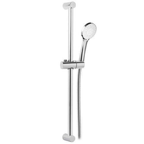 Saliscendi bagno, Asta per Doccia Regolabile in Ottone, Ø25mm, Supporto Doccia Orientabile in ABS, Flessibile 1,5m, Doccetta 3 Getti