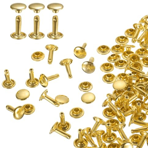 sourcing map 100 juegos de remaches de cuero de doble tapa, 9 x 12 mm, con tapa redonda, remaches tubulares de metal, remaches de cuero para manualidades, cinturón de tela, collar de mascotas,