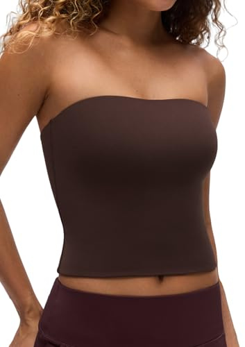 CRZ YOGA Butterluxe Top Tubo Corto Doble Forro | Casual, Extremadamente Suave, Ceñido, Banda Elástica, Bandeau Sin Tirantes para Mujer