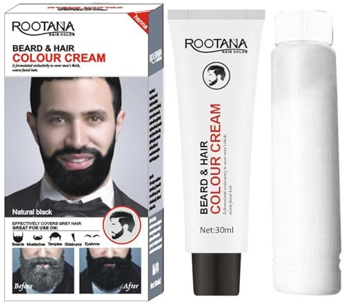 Beard Grooming Kit | Beard Dye | Long-Lasting Mustache Dye Kit | 60ML Coloring Beard Cream | Gray Beard Coverage | Beard Color for Rougher Hair, Making Men's Beard Color More Natural