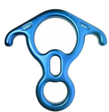 AQXYWAZQ 50KN Klettern Abseilgerät OX Horn 8 Abstiegsring Downhill Achtring mit gebogenem Ohr Abseilen Ausrüstung Sicherungsgerät Ausrüstung(Blue)