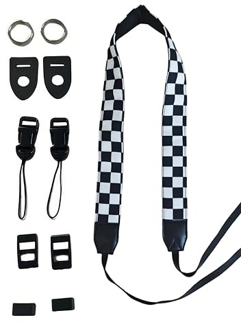 XILIYAI Camera Strap, Retro Cotton Camera Shoulder Straps Adjustable Camera Neck Strap for all Cameras DSLR/SLR/Mirrorless Sony Canon Nikon Olympus photographer's assistant (Black and white Grid