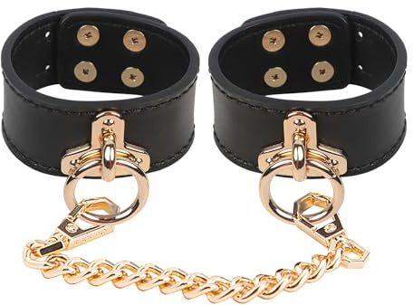 Echtes Leder SM Handschellen Fußschellen für Frauen und Männer, BDSM Fetisch Bondage, Erotik Sexspielzeug für Paare, Handfesseln Fußfesseln für Anfänger, Erotische Fesseln für Sex (Schwarz)