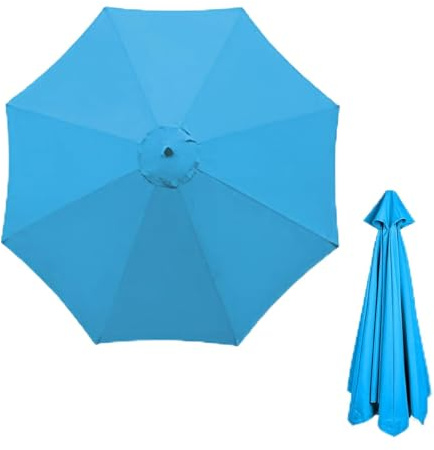Auvent de rechange pour parasol déporté de 2 m/2,7 m/3 m – Toile imperméable pour terrasse, jardin et plage, 6/8 baleines (bleu lac)
