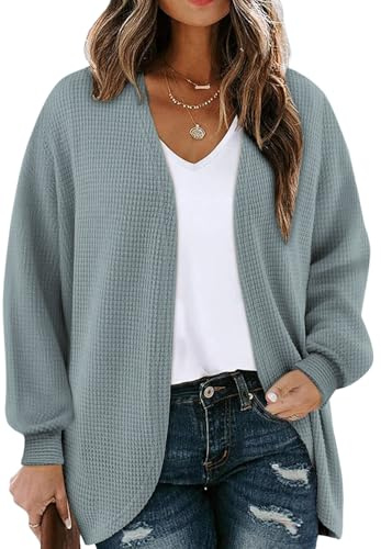 Chicrise Cardigan Donna Casual Lungo Spolverino Cerimonia Aperto Maglioncino Generico Traspirante BluGrigio Piccolo 34-36 S