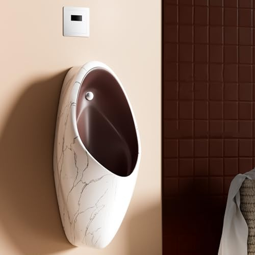 TUPAFJU Orinatoi a parete per uomo a prova di perdite durante la notte, orinatoio in ceramica con sensore automatico per uomo, per bagno, commerciale, hotel, garage, bar, esterno(Wine red)