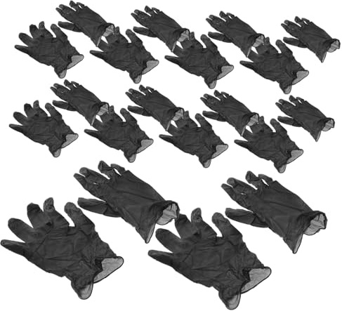 LIFKOME 100PCS Black Latex Medical Piercing Gloves Disposable Single-use Protective Gloves for Laboratory Maintenance Medical Printing and Body Search