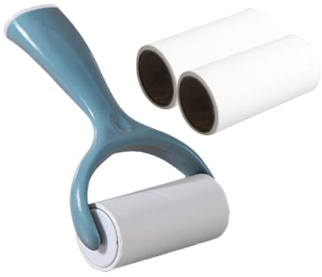 VANZACK Lint Roller Hair Remover with Handle and 3 Refill Rolls, Sticky Clothes Cleaning Tool for Pet Hair and Dust Removal, Tearable Adhesive Sheets for Cat and Grooming, 4pcs Set