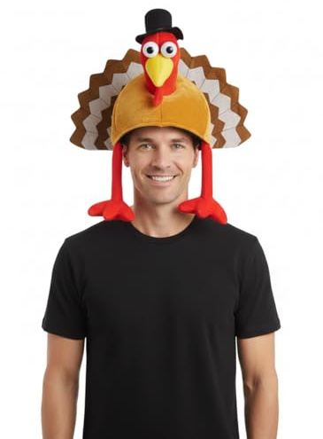 labreeze Turkey with Hat – Adult’s Novelty Christmas Hat – Funny Xmas Fancy Dress Accessory for Parties, Office Events, Christmas Jumper Day & Festive Celebrations